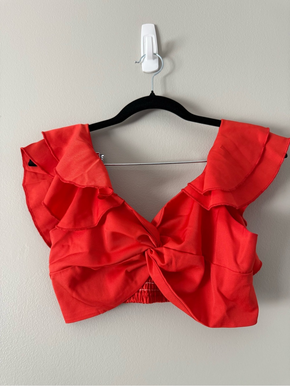 Bright orange Ruffle Knot-Front Dress - Picture 2 of 4